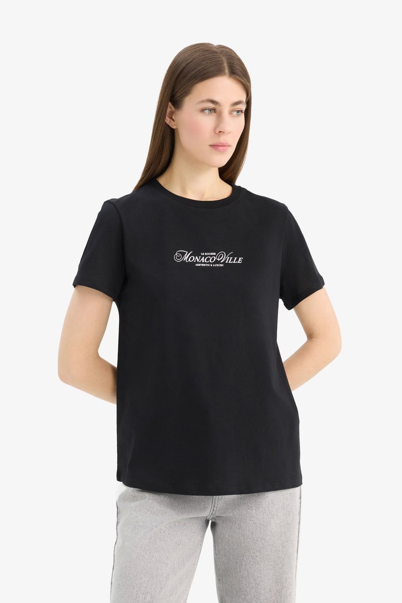 DeFacto Woman Regular Fit Crew Neck Short Sleeve T Shirt  - Image 3