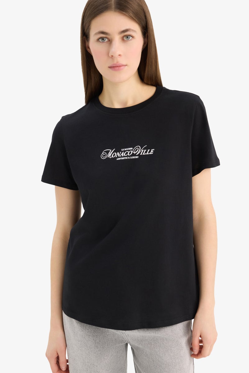 DeFacto Woman Regular Fit Crew Neck Short Sleeve T Shirt  - Image 1