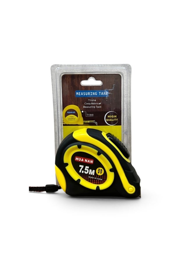 HUA NAN Measuring Tape 7.5M/25FT Black and Yellow - Image 1