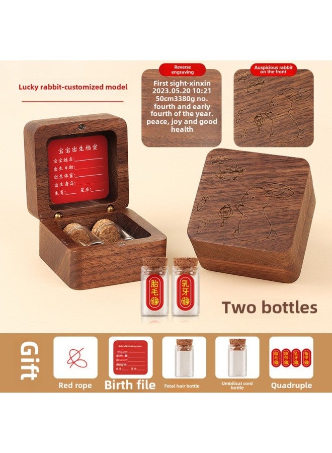 Yiwu Umbilical Cord Collection Box Fetal Hair Souvenir Making Fetal Hair Preservation Bottle Rabbit Baby Navel Baby-Color:Customized Model - 4 Bottles + Stickers + Walnut  - Image 2