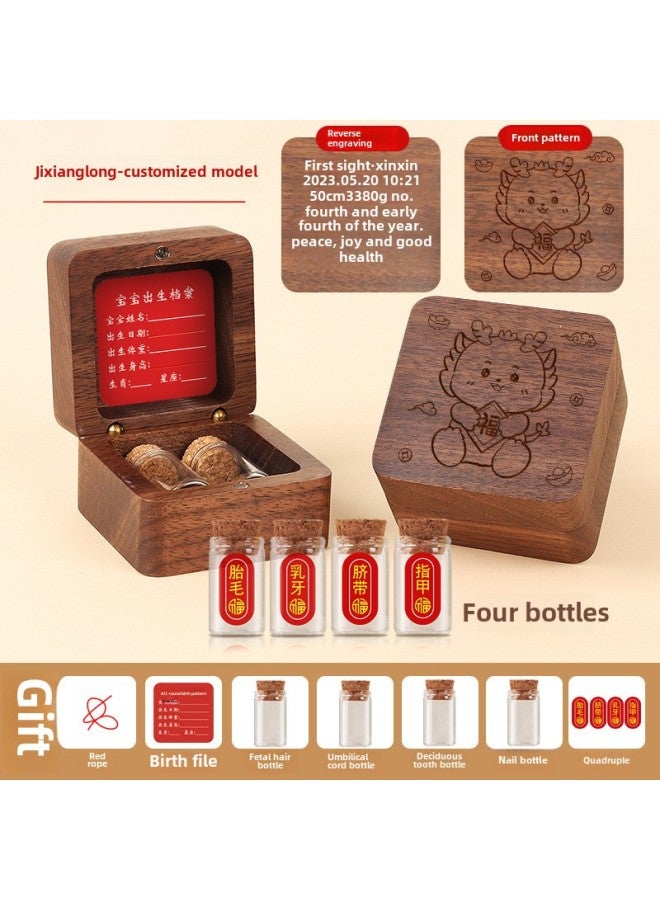 Yiwu Umbilical Cord Collection Box Fetal Hair Souvenir Making Fetal Hair Preservation Bottle Rabbit Baby Navel Baby-Color:Customized Model - 4 Bottles + Stickers + Walnut  - Image 1