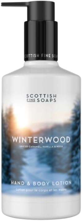 Scottish Fine Soaps Winterwood Hand Body Lotion 300ml Caramel and Musk Scent Nourishing Moisturiser