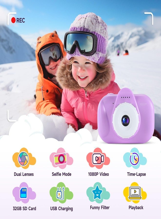 MAVOKIS Kids Camera Digital Camera for Age 3-8, 1080P Toddler Camera for Kid with 32GB SD Card, Toddler Girls Toys Age 6-9, Christmas Birthday Gifts for Children, Deep Purple - Image 3