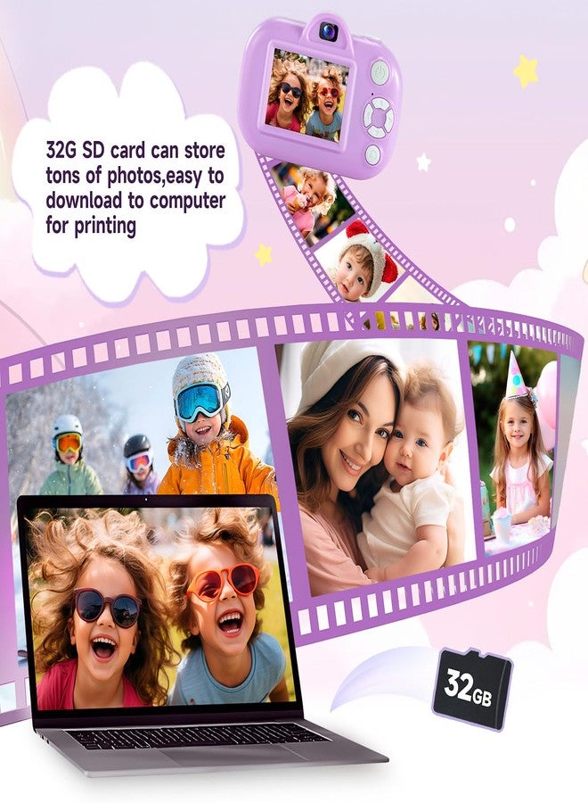 MAVOKIS Kids Camera Digital Camera for Age 3-8, 1080P Toddler Camera for Kid with 32GB SD Card, Toddler Girls Toys Age 6-9, Christmas Birthday Gifts for Children, Deep Purple - Image 4