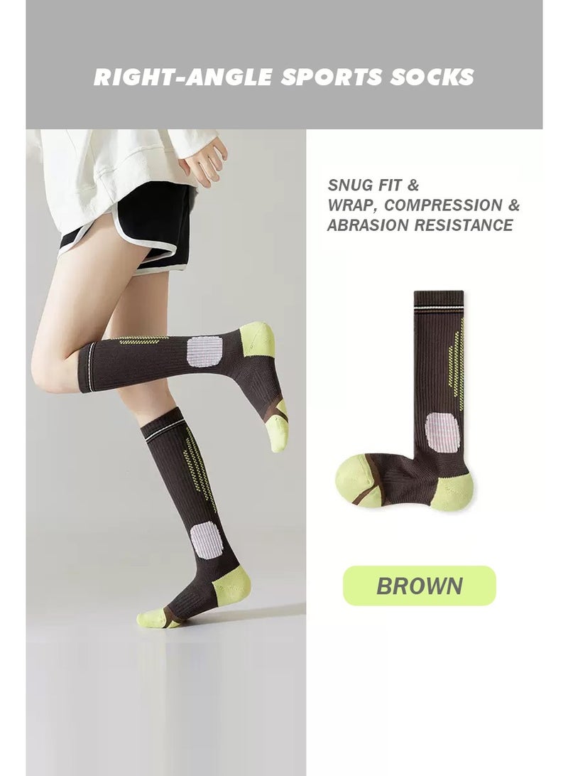 3‑Pair Women’s Long Compression Socks, Professional Socks for Running, Cycling, Badminton and Tennis. Relieve leg soreness caused by intense exercise. Fashion essential, trendy and versatile. One set with 3 colors to match various outfits. - Image 2