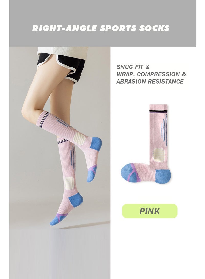 3‑Pair Women’s Long Compression Socks, Professional Socks for Running, Cycling, Badminton and Tennis. Relieve leg soreness caused by intense exercise. Fashion essential, trendy and versatile. One set with 3 colors to match various outfits. - Image 3