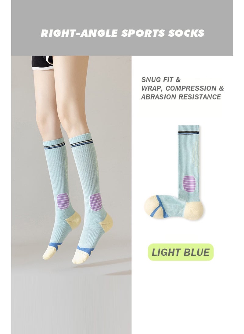 3‑Pair Women’s Long Compression Socks, Professional Socks for Running, Cycling, Badminton and Tennis. Relieve leg soreness caused by intense exercise. Fashion essential, trendy and versatile. One set with 3 colors to match various outfits. - Image 4