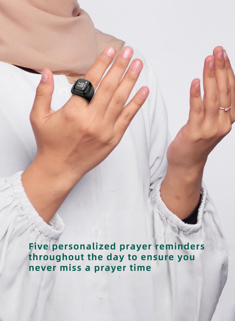 Smart Ring with Vibration Reminder for Zikr and Tasbih Counter, Bluetooth Connection to Exclusive IQIBLA App, 5 Daily Prayer Reminders - Image 2