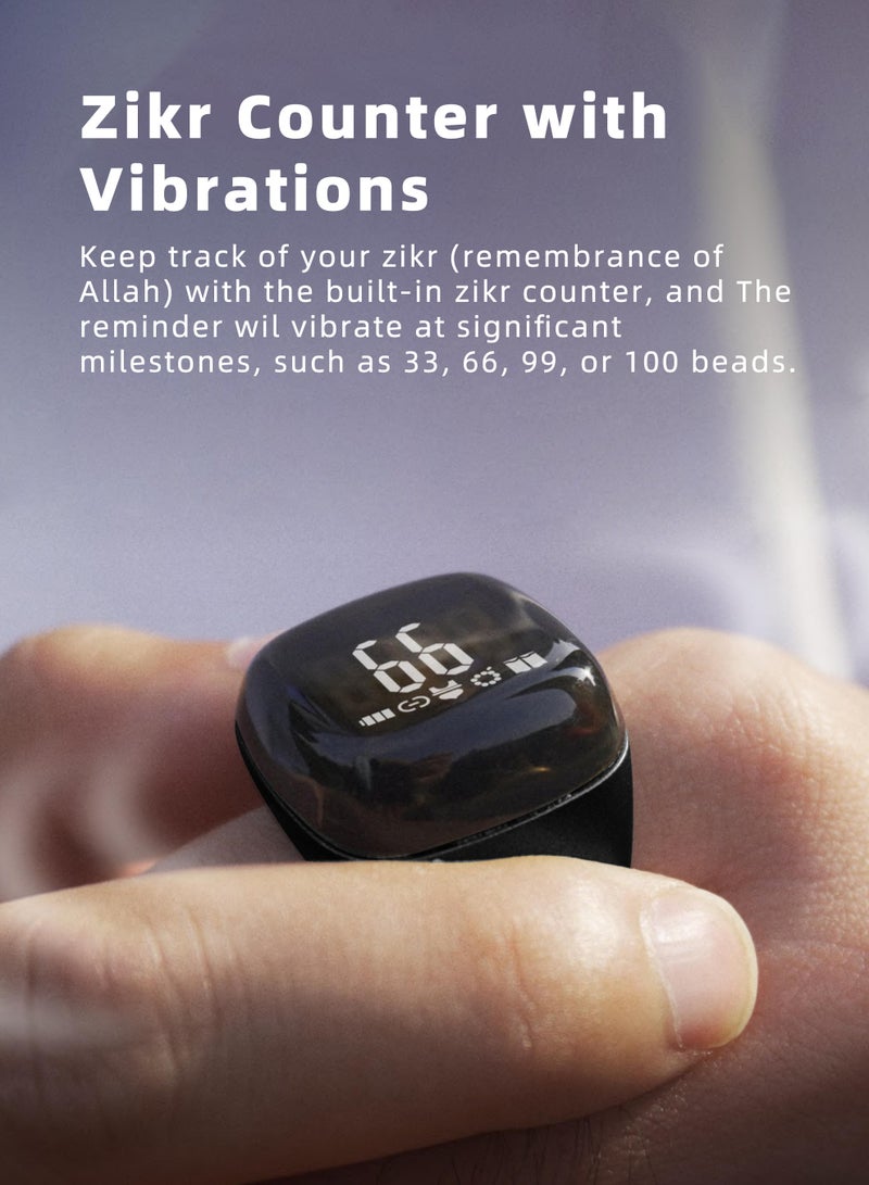 Smart Ring with Vibration Reminder for Zikr and Tasbih Counter, Bluetooth Connection to Exclusive IQIBLA App, 5 Daily Prayer Reminders - Image 4