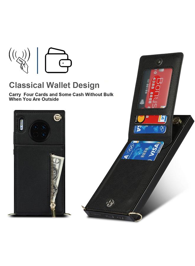 S-TOP Case For Huawei Mate 30 Pro Cross-body Zipper Square TPU+PU Back Cover Case with Holder & Card Slots & Wallet & Strap - Image 5