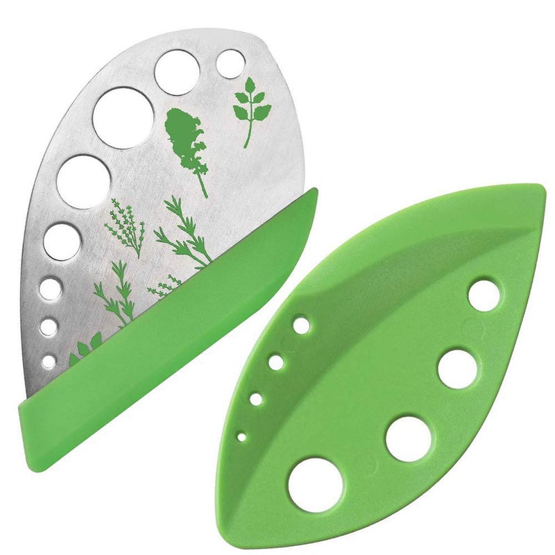 2 Pack Herb Stripper Tool 9 Holes Stainless Steel kale Leaf Stripping Zip Tools Curved Edge Can be Used as a Kitchen Gadgets
