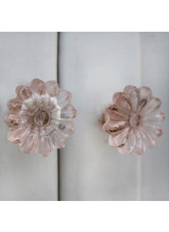 Indian-Shelf IndianShelf 2 Packs Glass Pink Sunflower Luxurious Drawer Knobs for Kitchen Cabinet Hardware Door Decorative Dresser Pulls Artisians  - Image 1