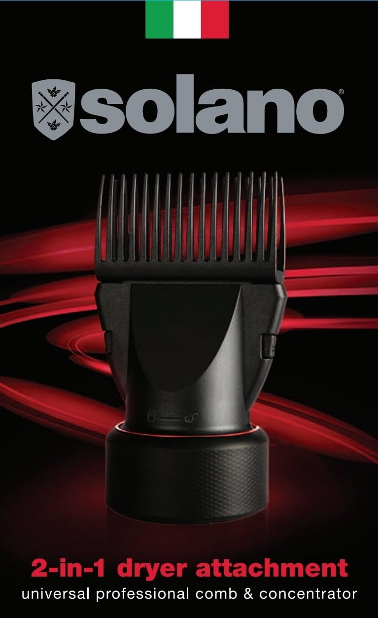 Solano 2 in 1 Dryer Attachment Universal Professional Comb & Concentrator | Italian Made | Straighten Hair | Comb Gentle on Scalp - Image 2