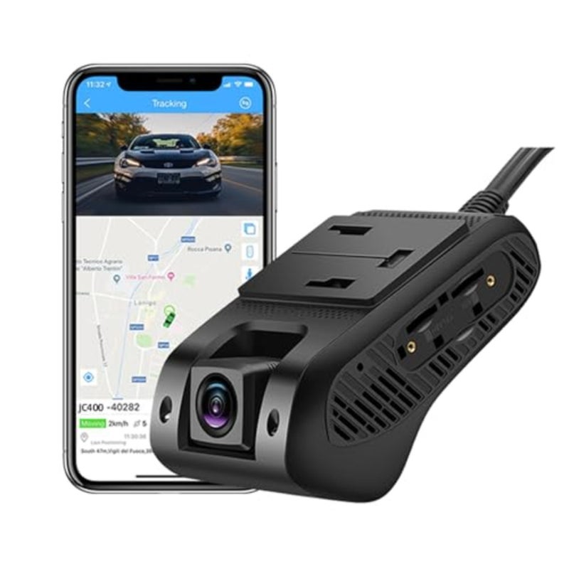 JC400P Dash Cam Live Video 4G، نظام تحديد المواقع العالمي (GPS) مراقب في الوقت الحقيقي 24 ساعة عن بعد، كاميرا أمامية وداخلية، إصدار ليلي - مع تنبيه SOS، تنبيه السياج، تشغيل لمدة 180 يومًا - Image 1