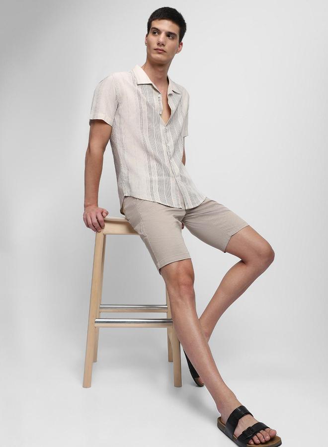 دينيس لينغو قميص رجالي بأزرار وأكمام قصيرة مخططة من دينيس لينجو - Image 1