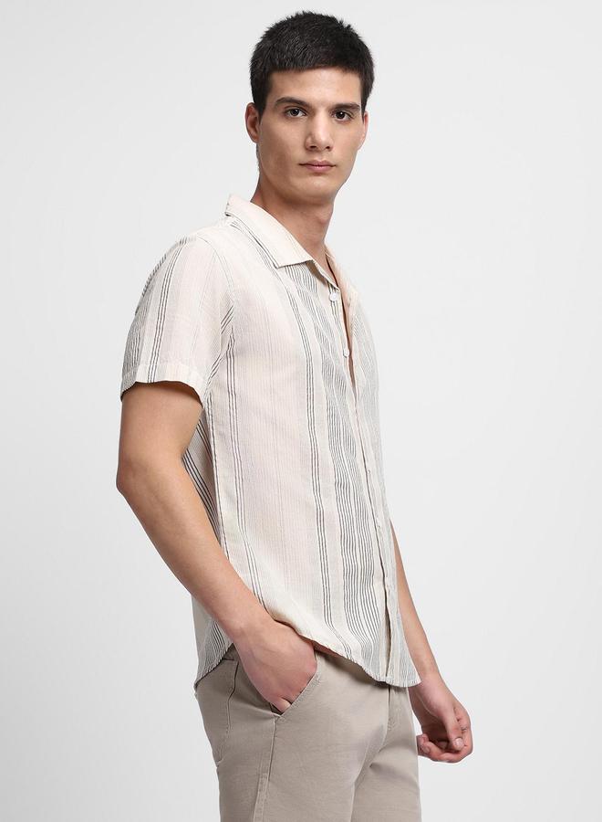 دينيس لينغو قميص رجالي بأزرار وأكمام قصيرة مخططة من دينيس لينجو - Image 3