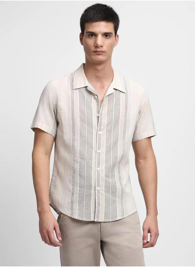 Dennis Lingo Dennis Lingo Striped Short Sleeves Button-Down Shirt