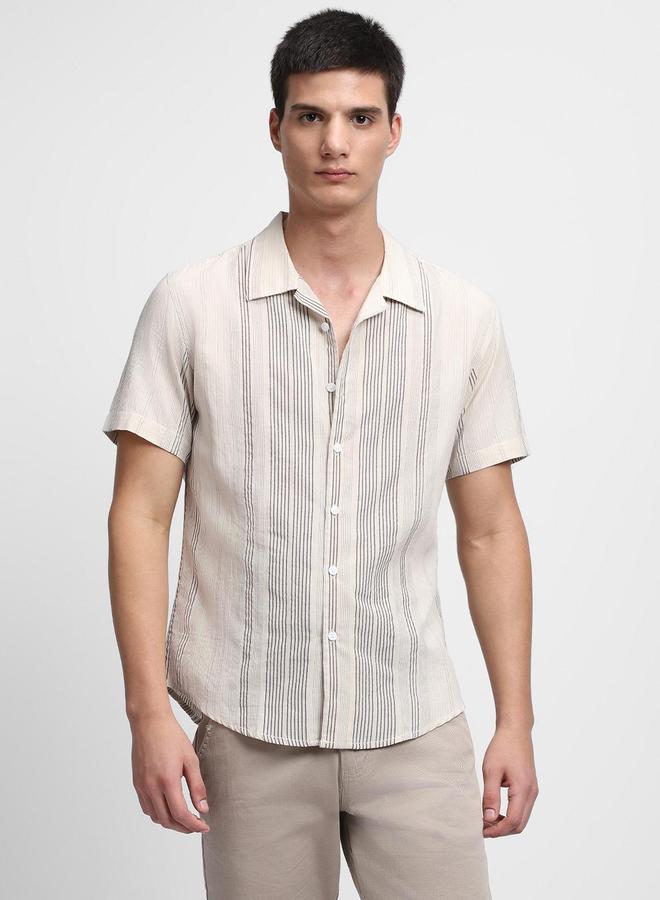 دينيس لينغو قميص رجالي بأزرار وأكمام قصيرة مخططة من دينيس لينجو - Image 2