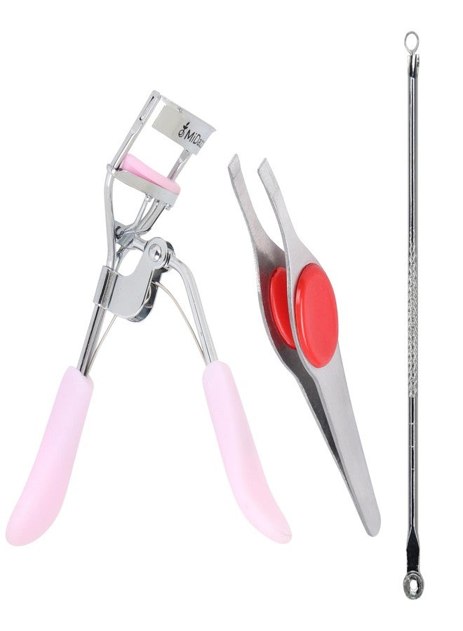 Omidazzle Midazzle Face Accessories (Eyelash Curler + Tweezer + BH Remover) - Combo Pack of 3 - Image 1