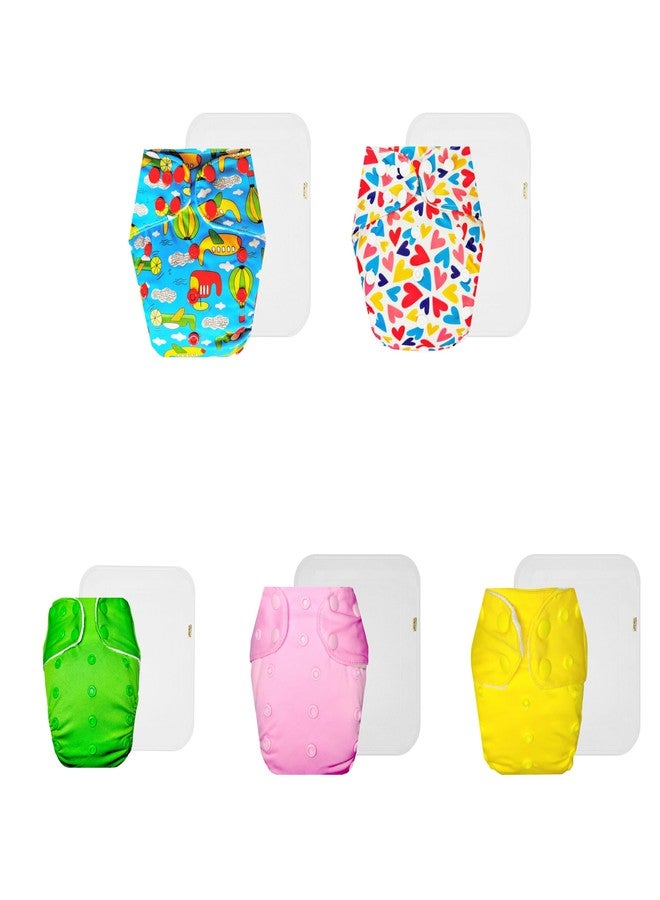 Dumbledo Premium Cloth Diaper with Cotton Insert (Pack of 5) | Soft & Gentle | Breathable | Adjustable Snaps | Perfect for Indian Summers | 3 Months - 3 Years | Unisex Baby - Image 1