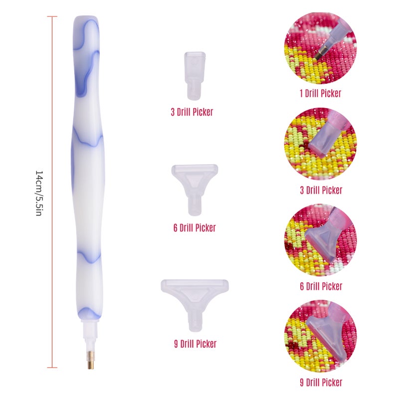 Diamond Painting Pen Kit Resin Point Drill Pen Rhinestone Picker Tool with Drill Heads for 5D DIY Diamond Painting Embroidery Accessories Nail Art DIY Decoration - Image 4
