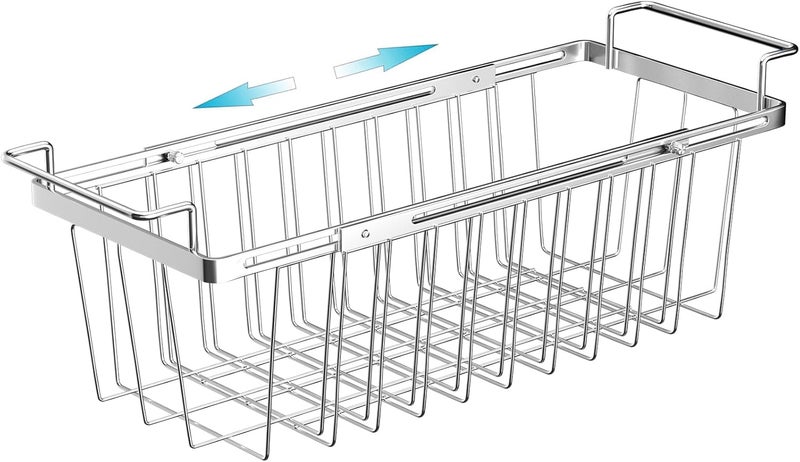 Orgneas Freezer Baskets for Chest Freezer, Capacity Expandable Deep Freezer Organizer Bins Adjustable From 16.5" to 26.5" Stainless Steel Wire Basket Storage with Hanging Handles - Image 1