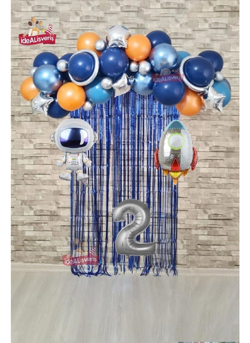 Store Space Concept Birthday Balloon Astroket Balloon Chain Set Space Planet Birthday Party  - Image 1