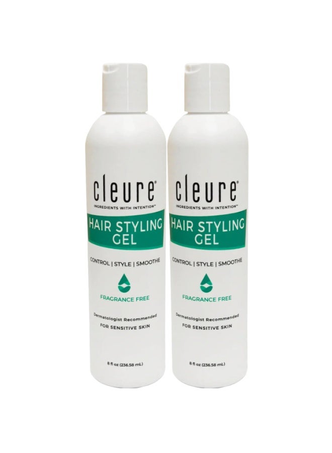 Cleure Cleure Lightweight Hair Styling Gel - Hypoallergenic, Fragrance Free for Edge Control to Tame Frizz with Medium Hold (8 fl oz, Pack of 2)  - Image 1