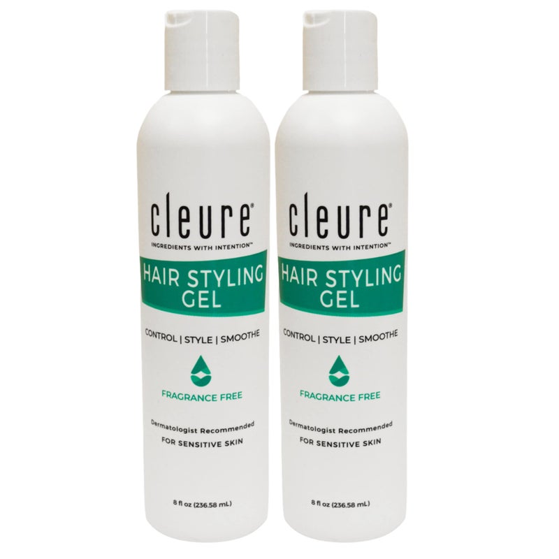Cleure Lightweight Hair Styling Gel - Hypoallergenic, Fragrance Free for Edge Control to Tame Frizz with Medium Hold (8 fl oz, Pack of 2) - Image 1