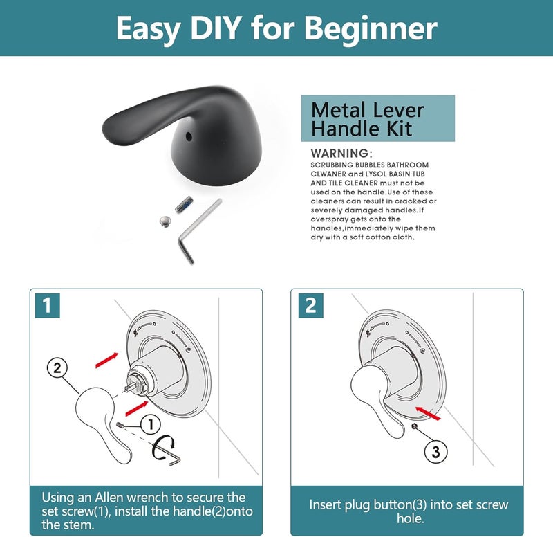 Ultrimkit Shower Faucet Handle Replacement for Delta 13/14 Series Tub Faucet RP48717, Matte Black - Image 5