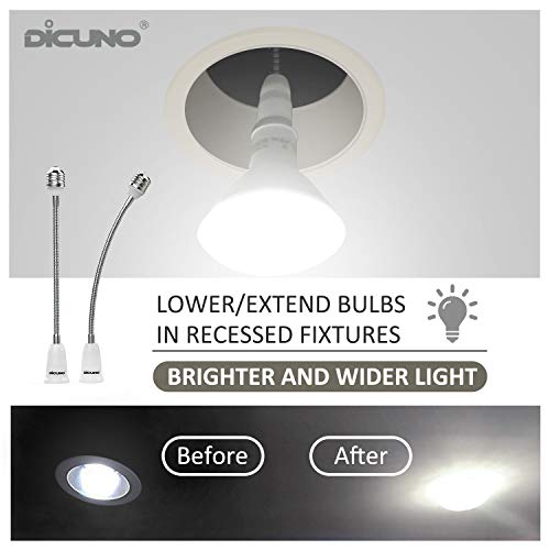 DiCUNO E26 to E26 Socket Extender (27.5CM/10.82 Inch Extension), Standard Screw Base, 165℃ Heat-Resistant No Fire Hazard, Maximum Wattage 200W, Bendable Light Bulb Extender Adapter, 4-Pack - Image 5