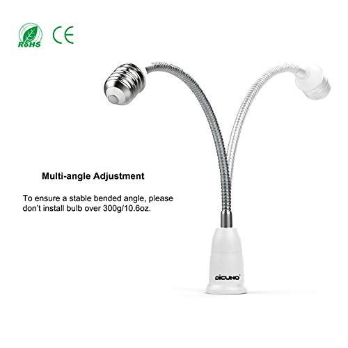 DiCUNO E26 to E26 Socket Extender (27.5CM/10.82 Inch Extension), Standard Screw Base, 165℃ Heat-Resistant No Fire Hazard, Maximum Wattage 200W, Bendable Light Bulb Extender Adapter, 4-Pack - Image 4