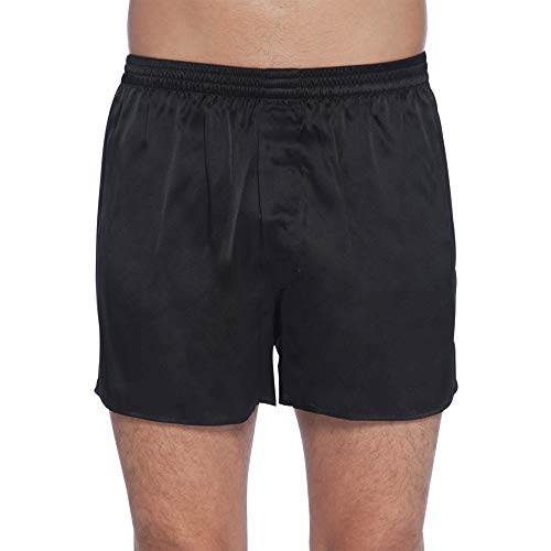 Intimo Men's Classic Silk Boxers, Black, Small - Image 1