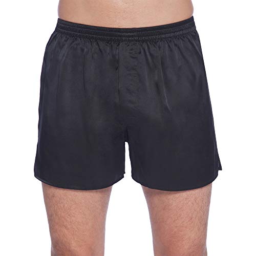 Intimo Men's Classic Silk Boxers, Black, Small - Image 4