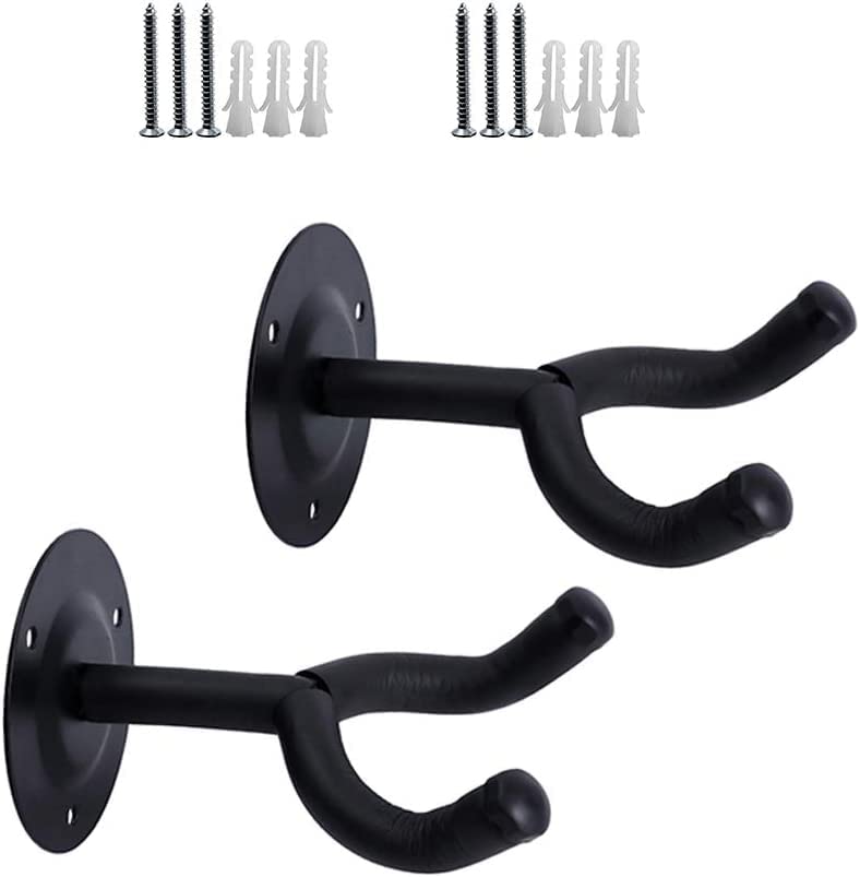 MUSTANG Alloy Steel Guitar Wall Hanger/Mount with Fittings/Accessories, Black 2 Pack - Image 2