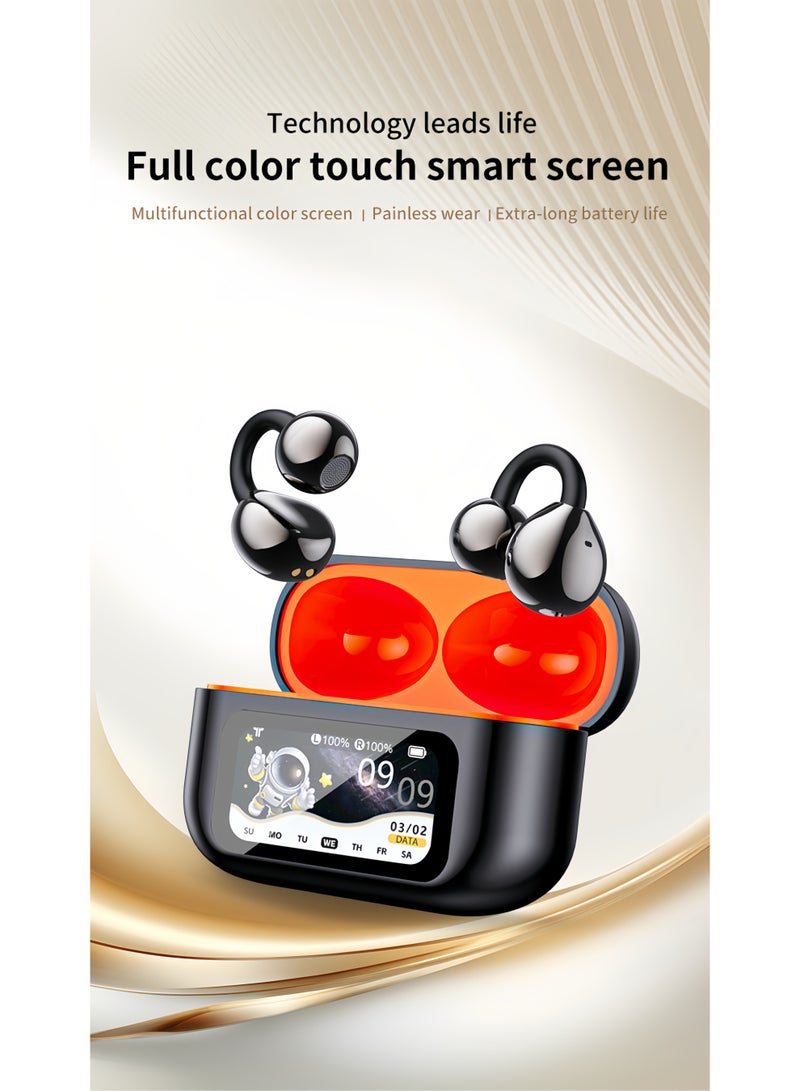 beteno XG42 Bluetooth 6.0 Headset with Color Touch Screen, Binaural Stereo HIFI & APP Control, 30H Playtime Clip-on Ear Wireless Headphones, All-Day Comfortable Wear & Anti-Loss Tracking Multifunctional Headphones, Work, Gym, Sports for Android/iOS (White) - Image 2