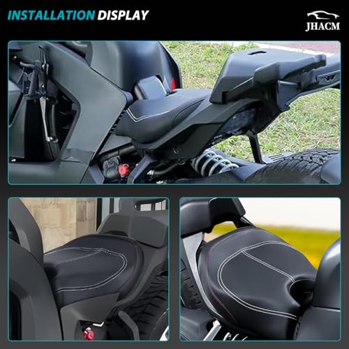 JHACM 219400795 Driver Seat w/Thick Cushion for Can Am Ryker 600 900 Sport Rally Edition 2019-2025 Ryker Seat Accessories with Flat White Stitches - Image 5