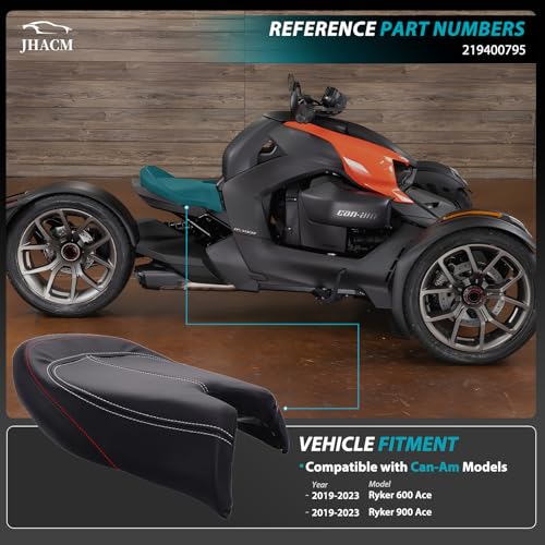 JHACM 219400795 Driver Seat w/Thick Cushion for Can Am Ryker 600 900 Sport Rally Edition 2019-2025 Ryker Seat Accessories with Flat White Stitches - Image 2