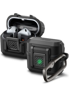 Spigen Lock Fit Samsung Galaxy Buds 3 Pro Case and Buds3 Case Cover Secure Lock Protection with Carabiner (2024) - Matte Black  - Image 1