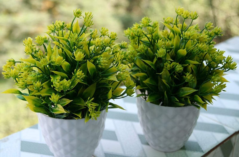 KE SUPER GOLDEN KE SUPER GOLDEN Bonsai Potted Artificial Plants with Pot for Home Office Living Room Balcony Garden Decoration Table Top Flower Plant with Vase Holder Set of 2  - Image 2