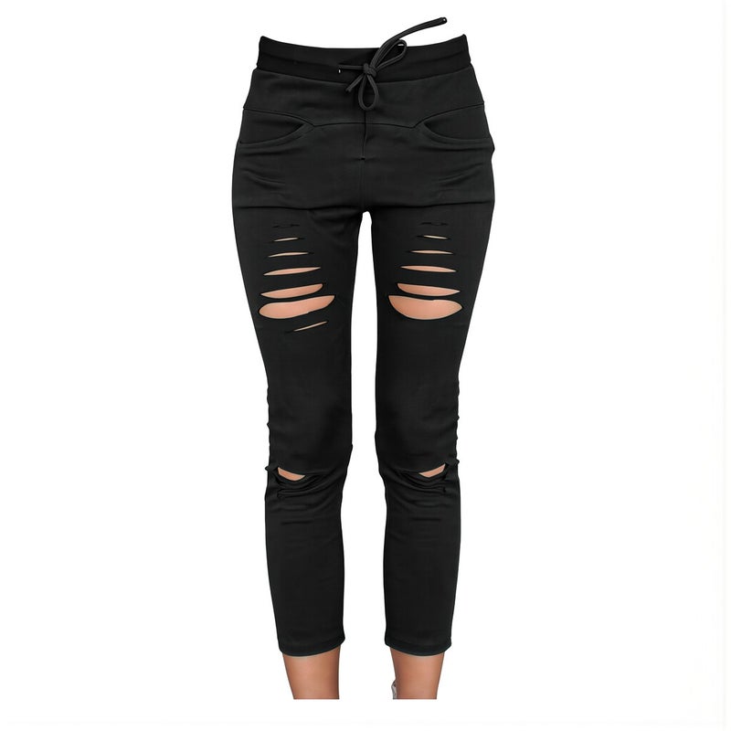 Heavy Duty Durable Women Ripped Pants Black S Size Abrasion Resistant Long Last Use - Image 1