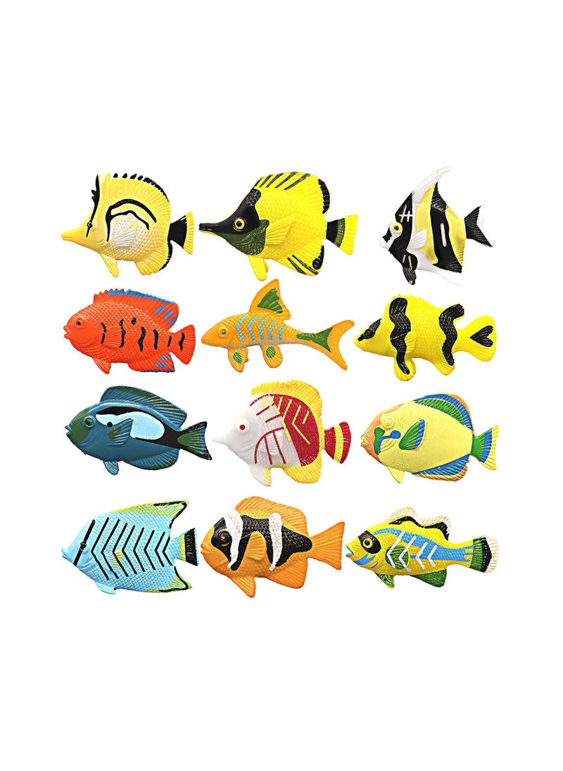 Y&D Tropical Fish Toys Set, Model Plastic Cute Simulation Marine Organism Educational for Kids Learning Toy Party Favors Boys, Girls, (12 Pcs)  - Image 1