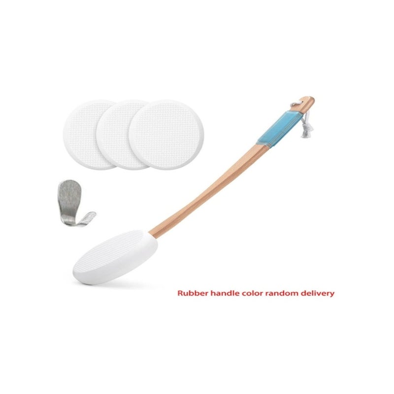 Back & Foot Lotion Applicator with 3 Replaceable Pads - Long Curved Handle for Easy Reach - Image 1