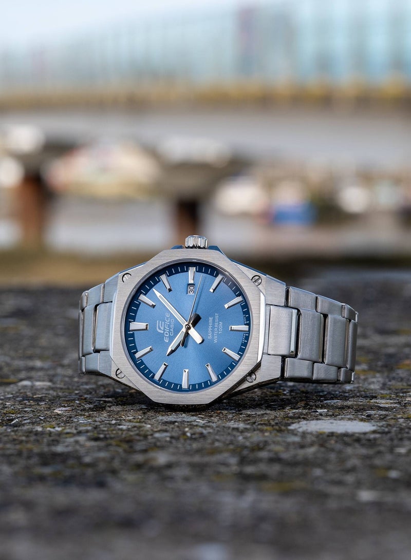 CASIO ساعة يد للرجال من إيديفيس أنالوج كوارتز بقرص أزرق من الفولاذ المقاوم للصدأ EFR-S108D-2AV - Image 2