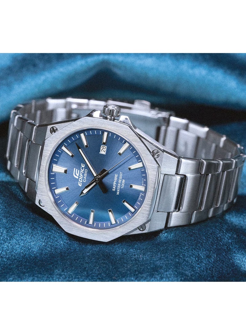 CASIO ساعة يد للرجال من إيديفيس أنالوج كوارتز بقرص أزرق من الفولاذ المقاوم للصدأ EFR-S108D-2AV - Image 4