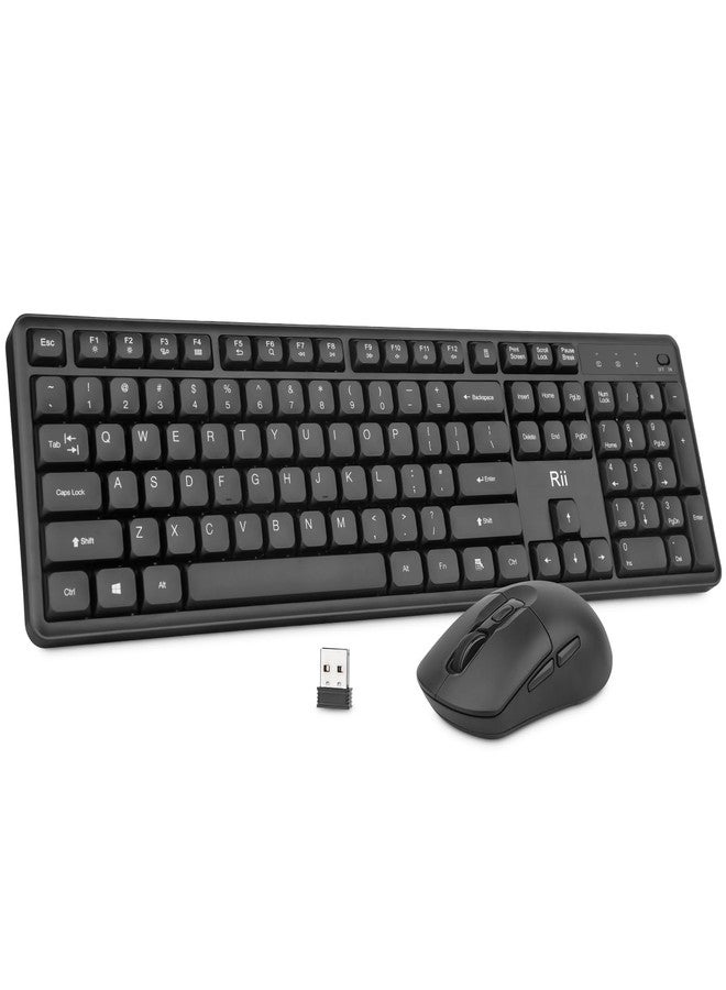 RII Wireless Keyboard and Mouse,Rii RK209 2.4G Full-Sized Quiet Wireless Ergonomic Keyboard,Quiet Typing and Clicking,Adjustable 5000 DPI Mouse for PC, for Windows,Mac - Image 1
