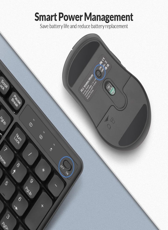RII Wireless Keyboard and Mouse,Rii RK209 2.4G Full-Sized Quiet Wireless Ergonomic Keyboard,Quiet Typing and Clicking,Adjustable 5000 DPI Mouse for PC, for Windows,Mac - Image 5