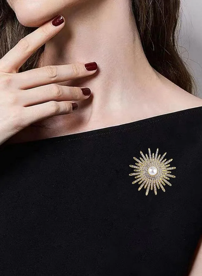 تايك تو دبوس بروش مرصع بأحجار الراين ولؤلؤ صناعي