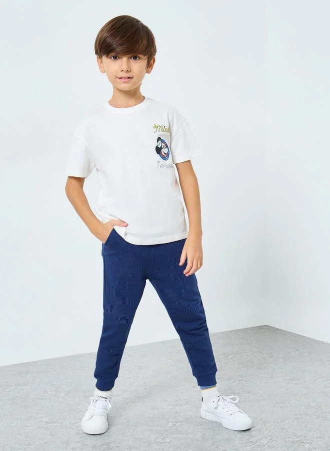 Styli Styli Boys Blue Textured Ottoman Joggers