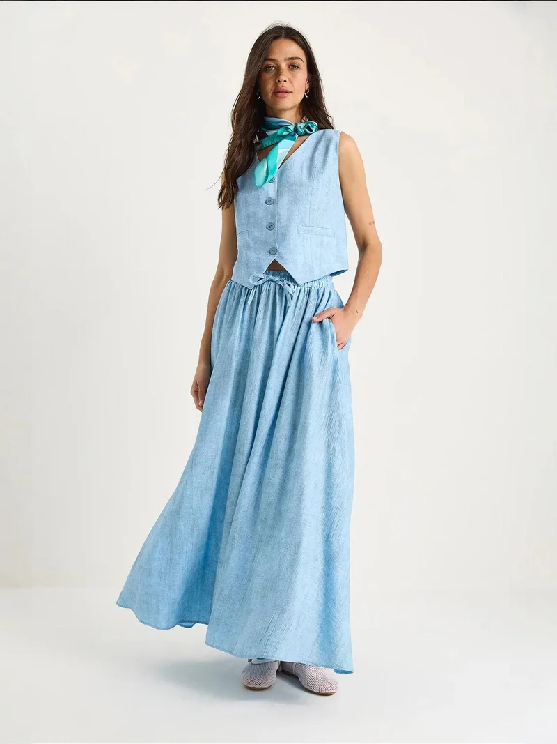 بيانكو لوتشي طقم نسائي طويل بياقة  وأكمام واسعة مع جيوب